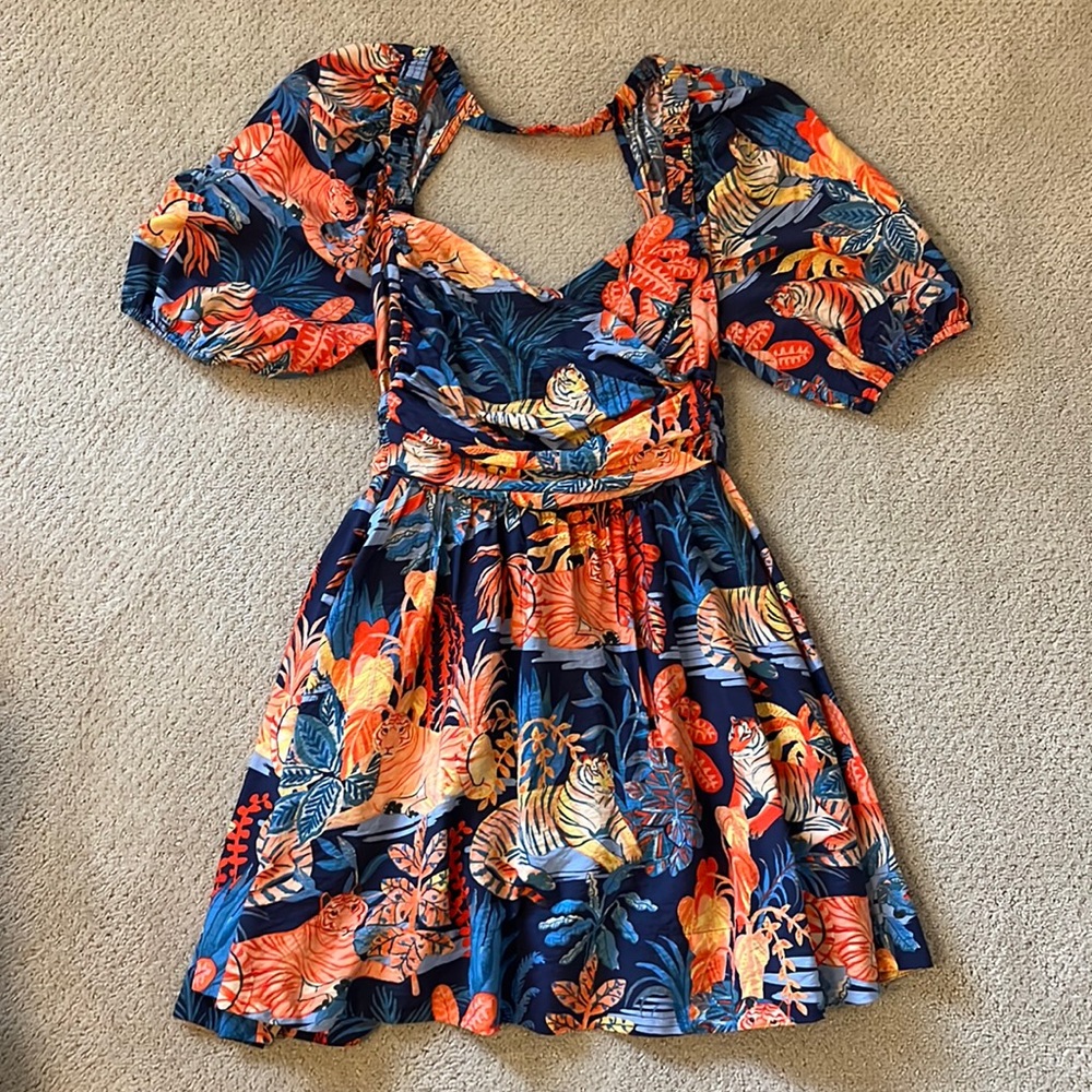 Anthropologie Jungle Puff Sleeve Dress size L
